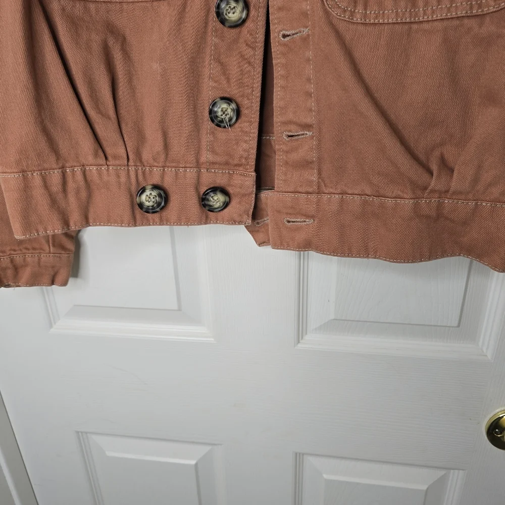 Free People terra cotta Button front shacket womens long sleeve S - Picture 3 of 12